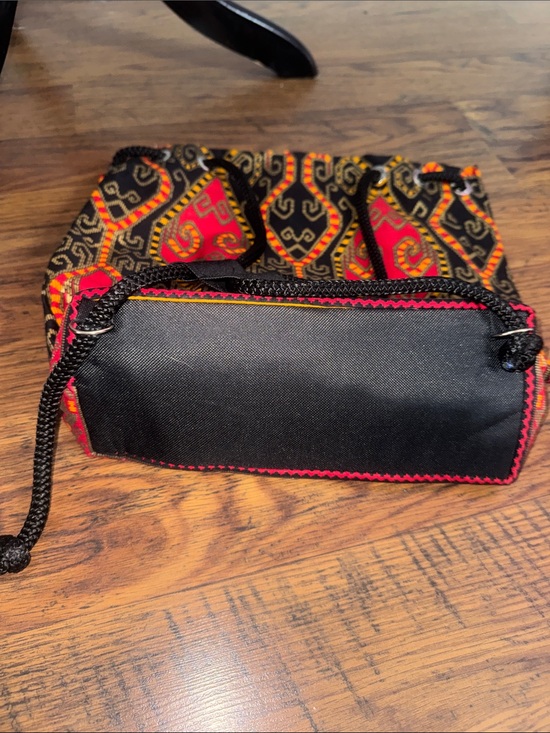 Ethnic Embroidered Bucket Bag in Black & Red main image 8